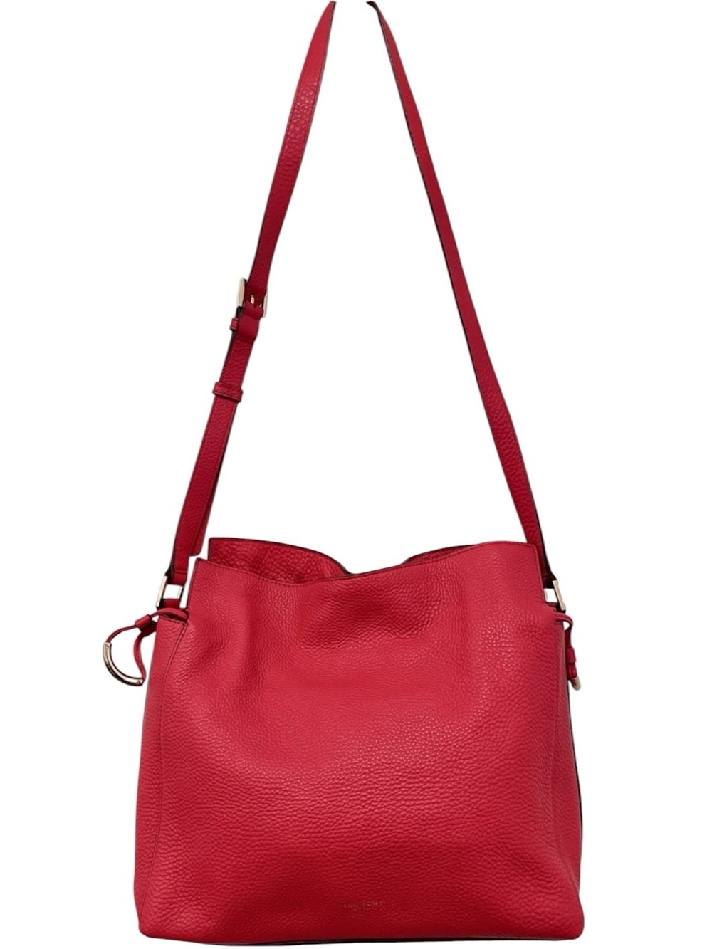 Henri Bendel Red/Pink Pebbled Leather Bucket Shoulder Bag NWOT